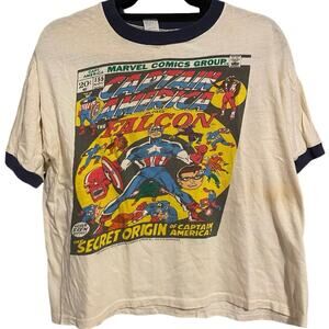 Vintage 70s Captain America and The Falcon 1973 Marvel Comics Ringer Shirt Large
